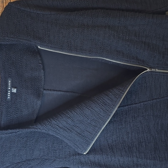 COMO BLACK textured black jacket with stylish zipper detail, Ladies Size XL - Picture 4 of 4